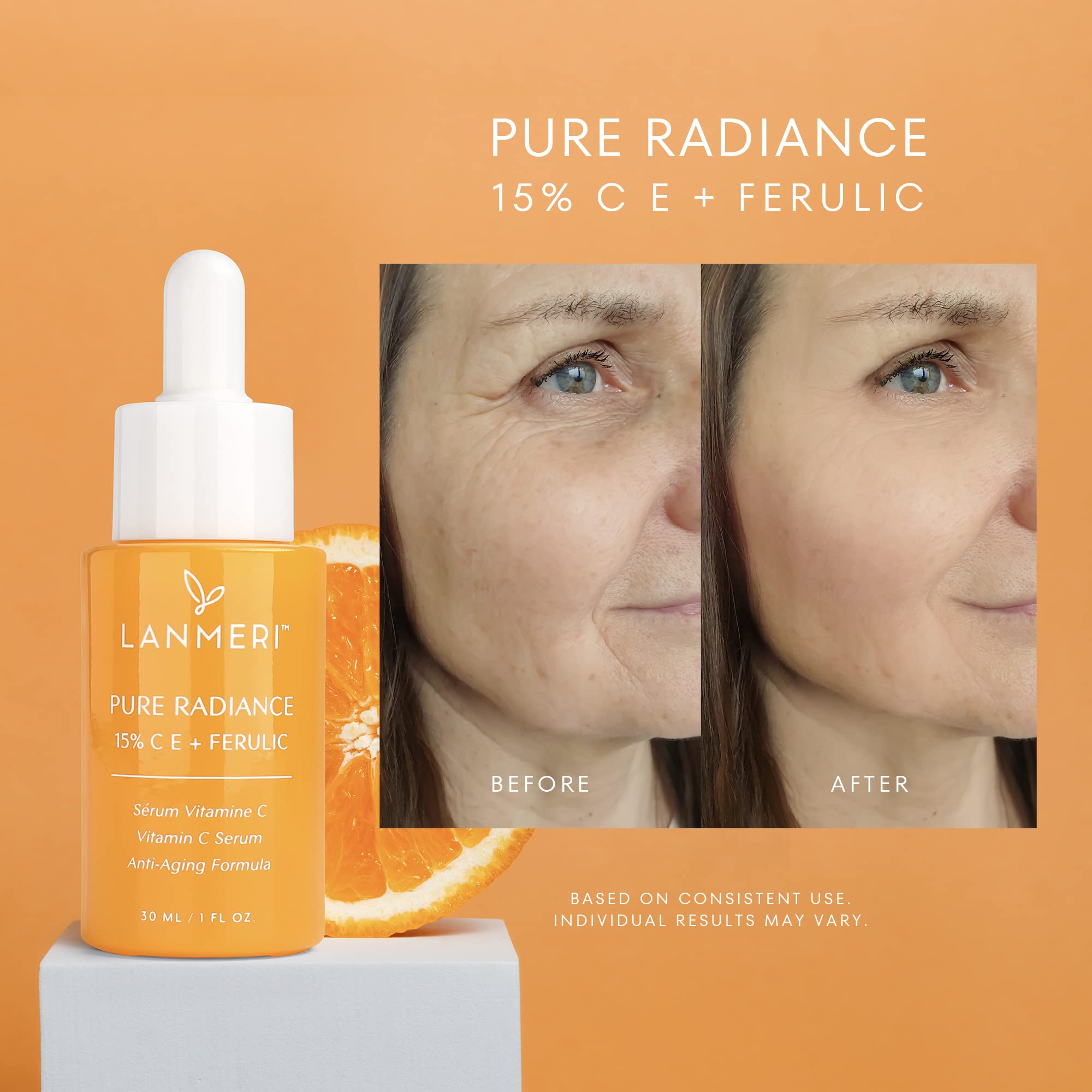 Lanmeri Ceuticals 15% Vitamin C + E + Ferulic Serum: Advanced Antioxidant Defense Formula with 1% Vitamin E & 0.5% Ferulic Acid – High-Stability Vitamin C Serum (1 Fl Oz (Pack of 2), Vitamin C)