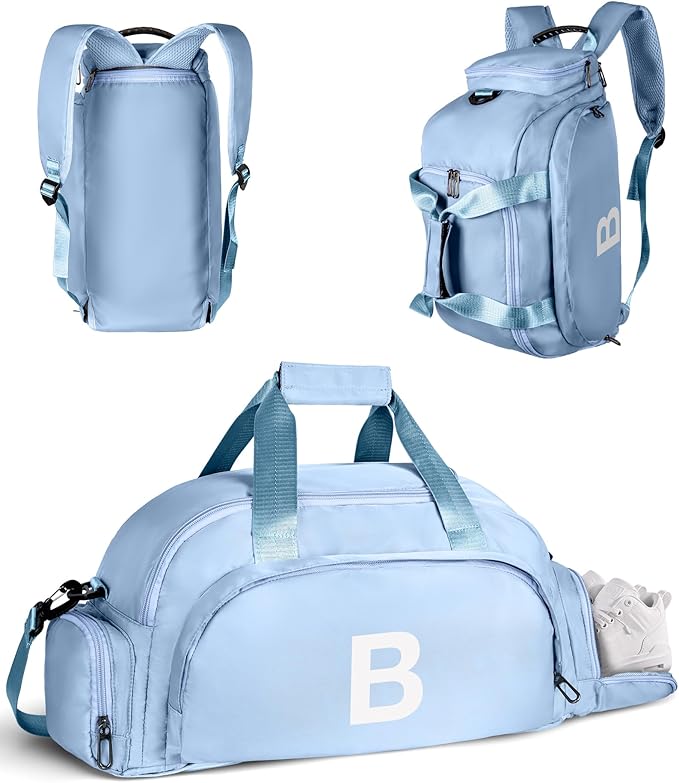 Festival Gifts for Daughter Friend Sister, Initial Gym Bags with Shoe Compartment, Dance Bag for Girls, Monogram Kid Overnight Bags, Small Travel Duffle Tote for Women (Letter B)