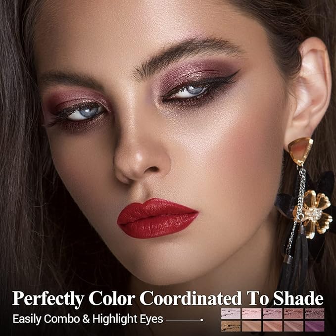 LUXAZA PRO Plum Eyeshadow Stick Makeup Set 10PCS, Neutral Shimmer And Matte Cream Eye Shadow Palette, Metallic Bronze Smoky Eyeliner Brightener Crayon Pencil Kit, Ideal Gift for Women -Cocoa Crush