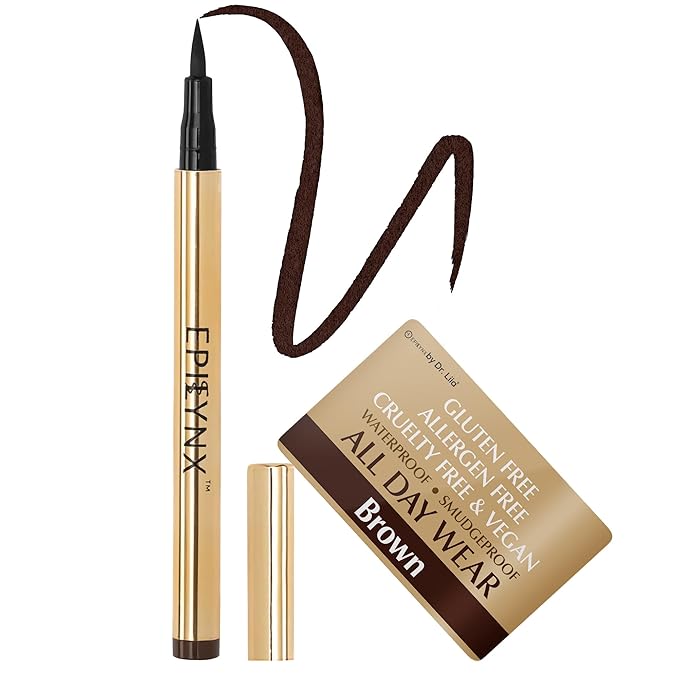 EPILYNX Liquid Eyeliner, Waterproof Hypoallergenic Vegan, Brown, 2mL