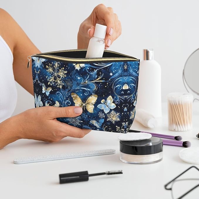 Dultua Mothers Day Gifts Makeup Bag Purse Cosmetic Bag Travel Toiletry Leather Make Up Bags for Mom Wife Women Daughter Christmas Butterfly