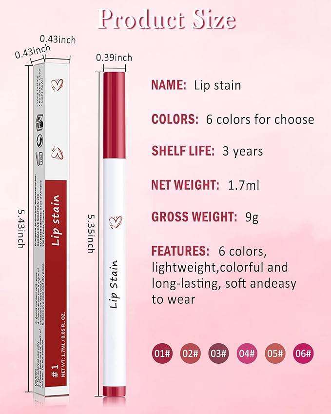 Lip Stain Liner Pen,3Pcs Lip Tint Stain Lip Tattoo Makeup Pencil Waterproof