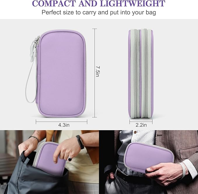 FYY Electronic Organizer, Travel Tech Pouch, Cable Organizer Light Purple