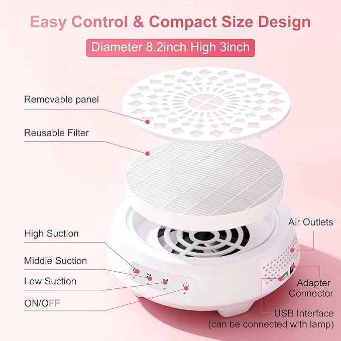 Professional Nail Dust Collector, Quiet Nail Vacuum Cleaner Machine