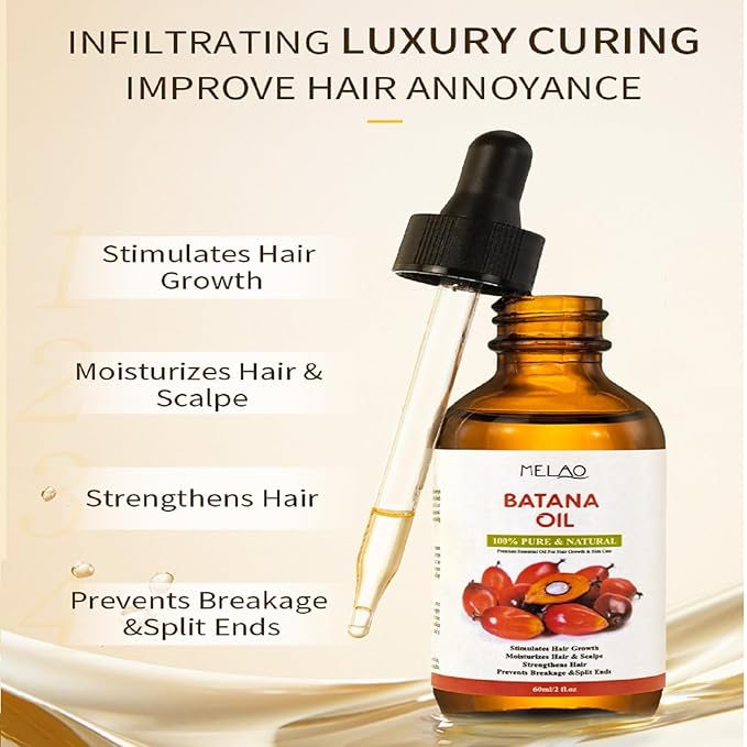 Hobaca Cold-Pressed Batana Oil (60ml) - Hair Growth Serum, Scalp Treatment & Nourishing Oil for Dry, Damaged Hair - Natural, Organic, Chemical-Free (Coconut)
