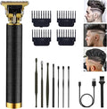 PXLISIE Professional Cordless Hair Clipper and Trimmer for Men, T Blade Zero Gapped Rechargeable Beard Shaver, Hair Cutting Kit With Ear Spoon Tool Set, Black