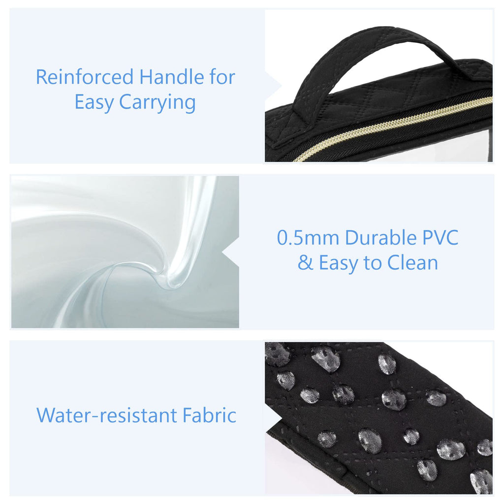 PACKISM Clear Makeup Bag Travel - TSA Approved Toiletry Bag, 3 Pack Black