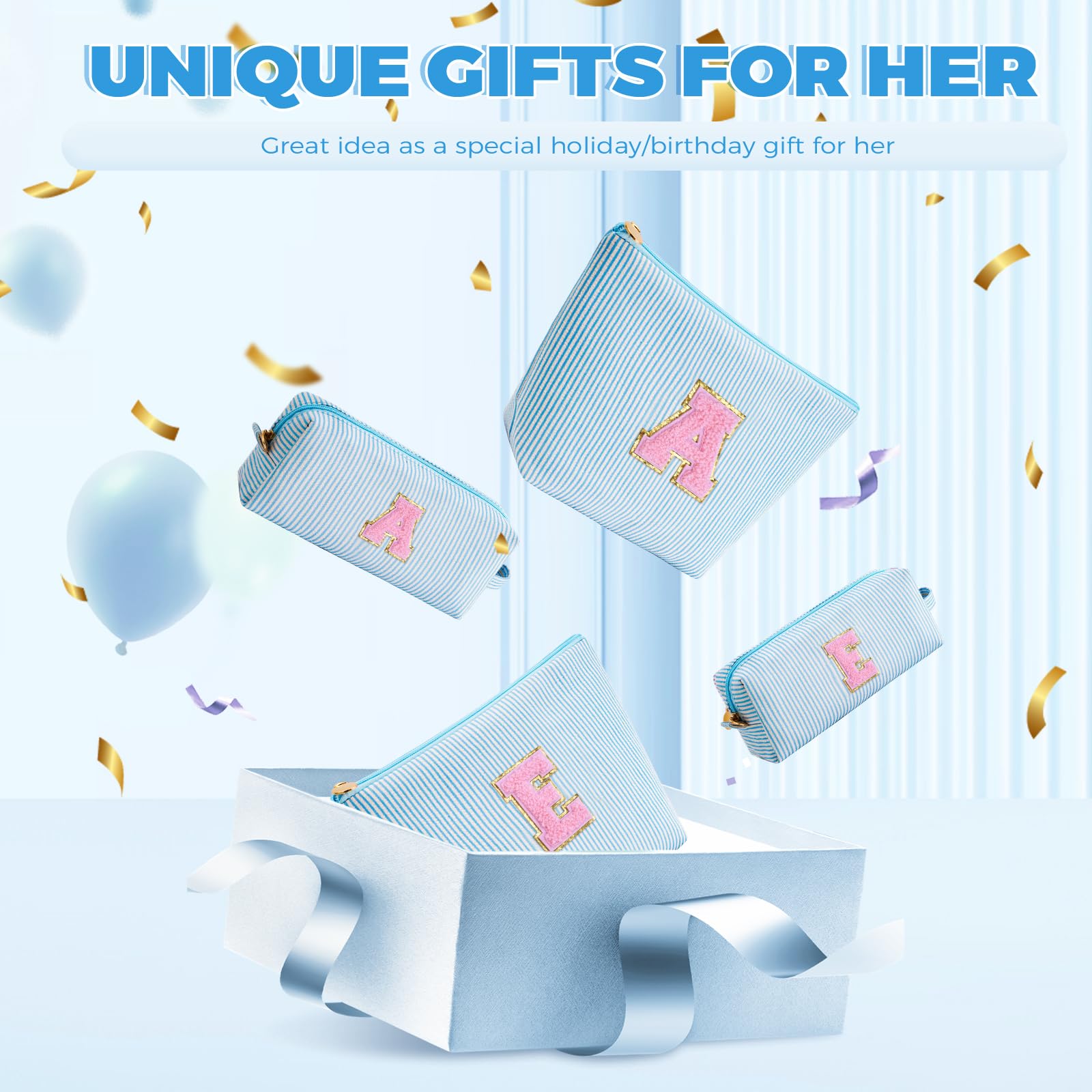 Btffitting Gifts for Teen Girls Women - Birthday Gifts for 10 11 12 13 14 15 16 17 18 Years Old Girl,Makeup Bag Cosmetic Bag,Teacher Gift Trendy Stuff Toiletry Bag - Blue,G