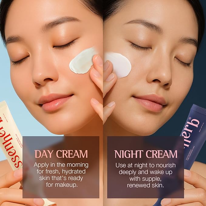 ESSENHERB Day to Night Routine Program – Bounce It Day Cream & Float It Night Cream | Soybean Extract, Retinol & Ceramide for Glass Skin | Korean Skincare Set (1.01 fl oz EA)