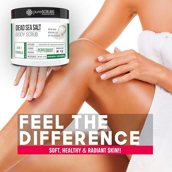 pureSCRUBS Moisturizing Peppermint Exfoliating Dead Sea Salt Body Scrub