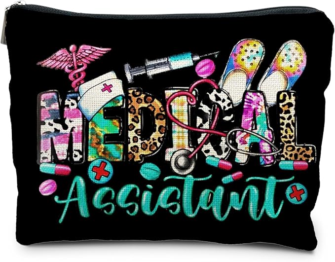 RYYCDOI Medical Assistant Makeup Bag, Nurse Gifts - RN Toiletry Bag for Women (Black)