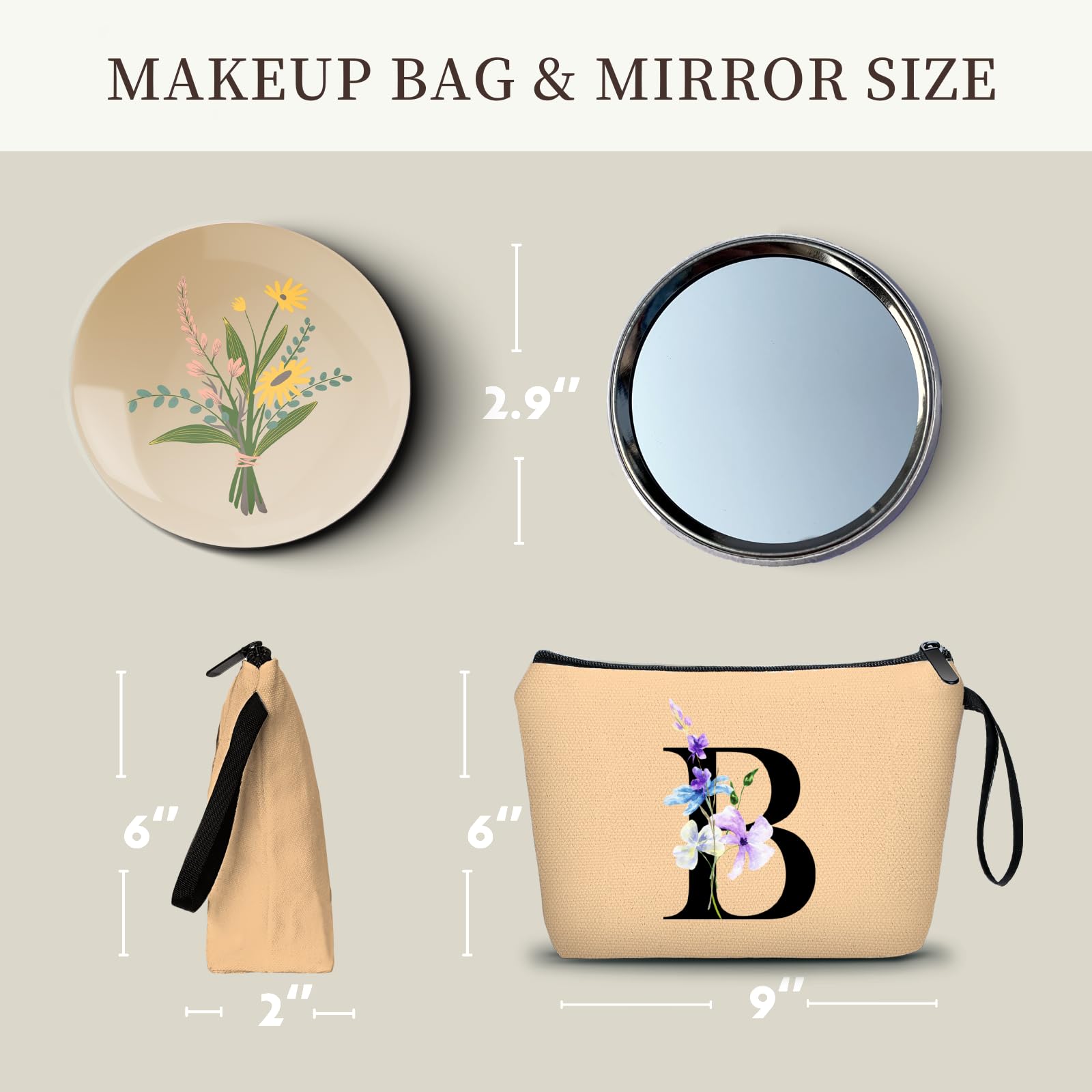 Birthday Inspirational Bridesmaid Proposal Team Small Gifts for Women Mom Aunt Teacher Sister Coworkers Makeup Cosmetic Bag Travel with Mirror Mothers Day Christmas Graduation B