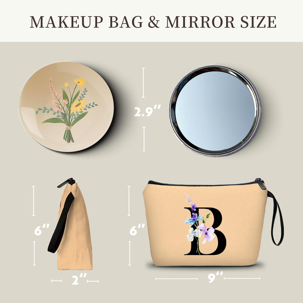 Birthday Inspirational Bridesmaid Proposal Team Small Gifts for Women Mom Aunt Teacher Sister Coworkers Makeup Cosmetic Bag Travel with Mirror Mothers Day Christmas Graduation B