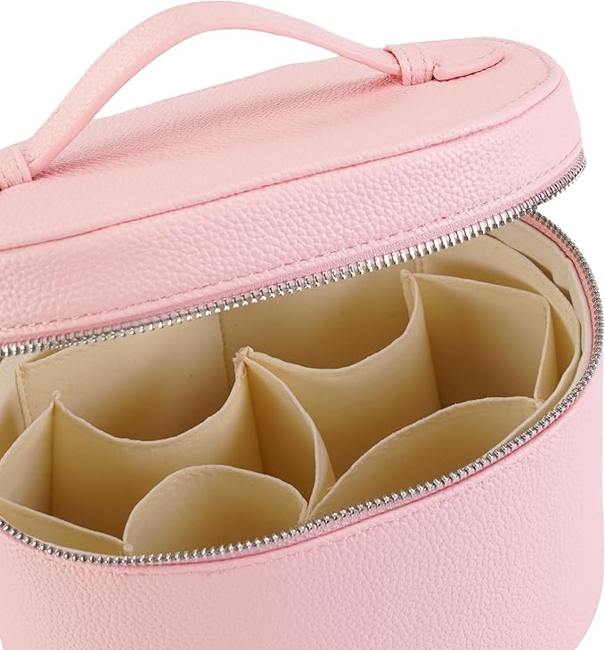 UUYUUY Makeup Bag Vanity Case Cosmetic Bag with Removable Divider Travel Toiletry Bag for Women Portable Make up Box Organizer, Pink