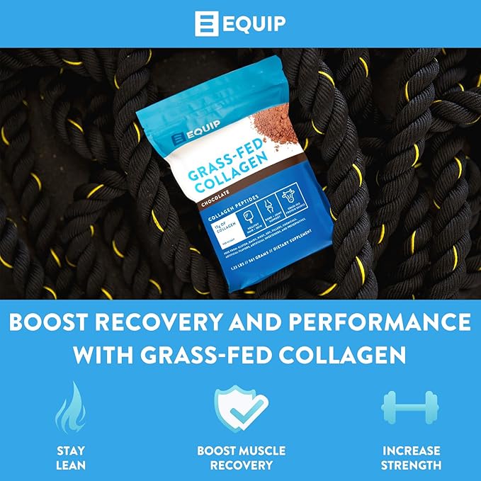 Equip Foods Grass Fed Collagen Powder -100% Hydrolyzed Bovine Collagen Peptides with Amino Acids - Prime Beef Collagen for Healthy Joints, Skin & Nails - Non-GMO, Paleo Friendly, 1.23 Pound, Chocolate