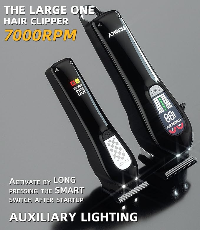TCMKY Hair Clippers Professional Cordless for Men, Barber Clippers for Hair Cutting Kit, Wireless LCD Display Hair Trimmers Set, Rechargeable Haircut Machine for Family (Black)