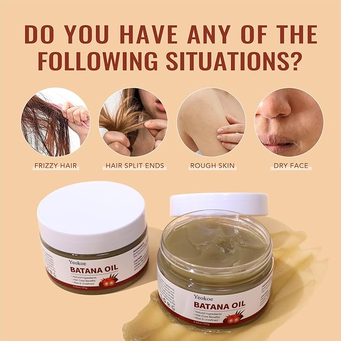 Yeokoe Batana Oil for Hair Growth Pure and Natural Raw Unrefined Dr Sebi,Hair Oil,Great for Skin Care and Hair Care Promotes Hair Thickness for Men Women