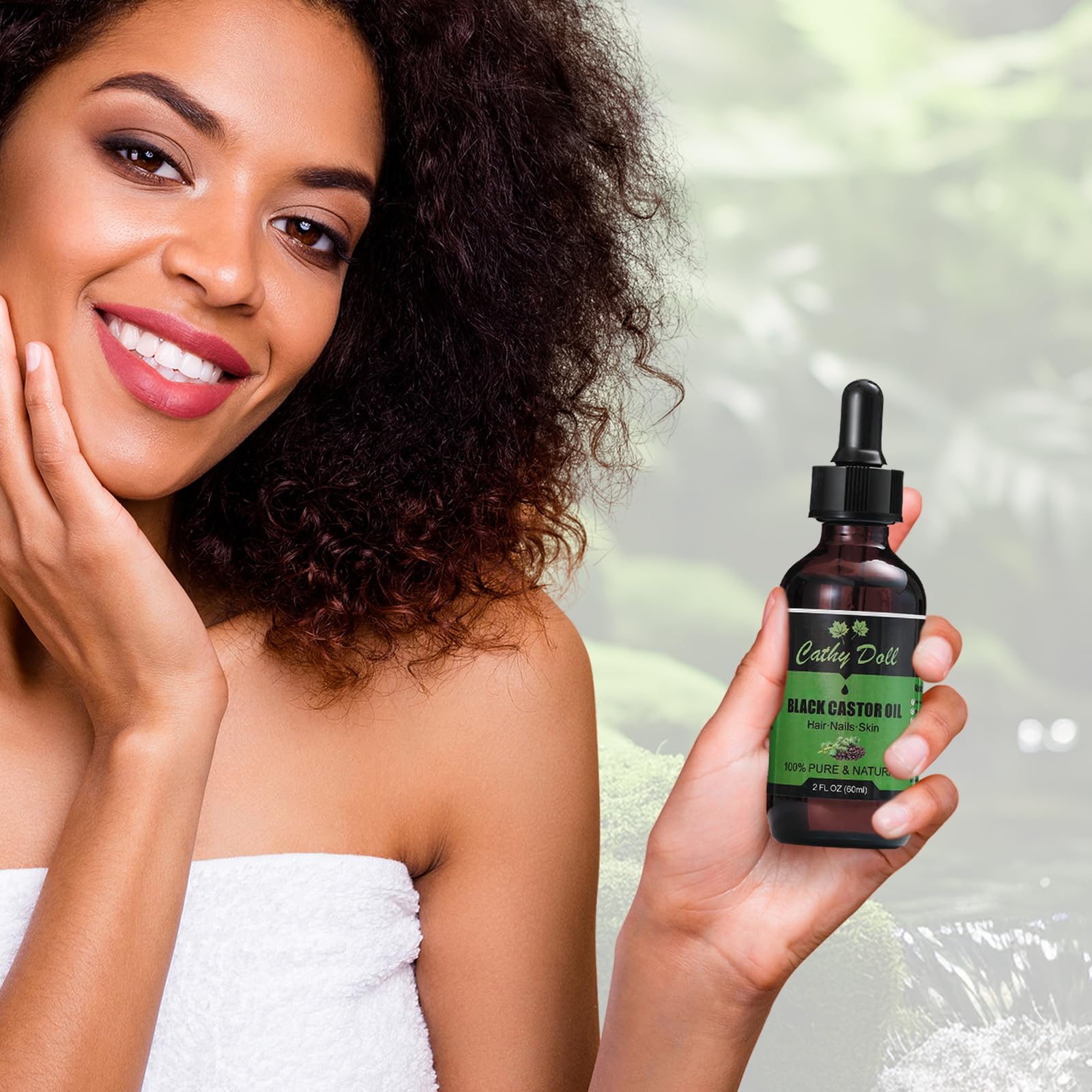Cathy Doll Jamaican Black Castor Oil Organic Cold Pressed Castor Oil For Hair 100% Pure Natural Castor Oil For Eyelashes Eyebrows (2 oz)