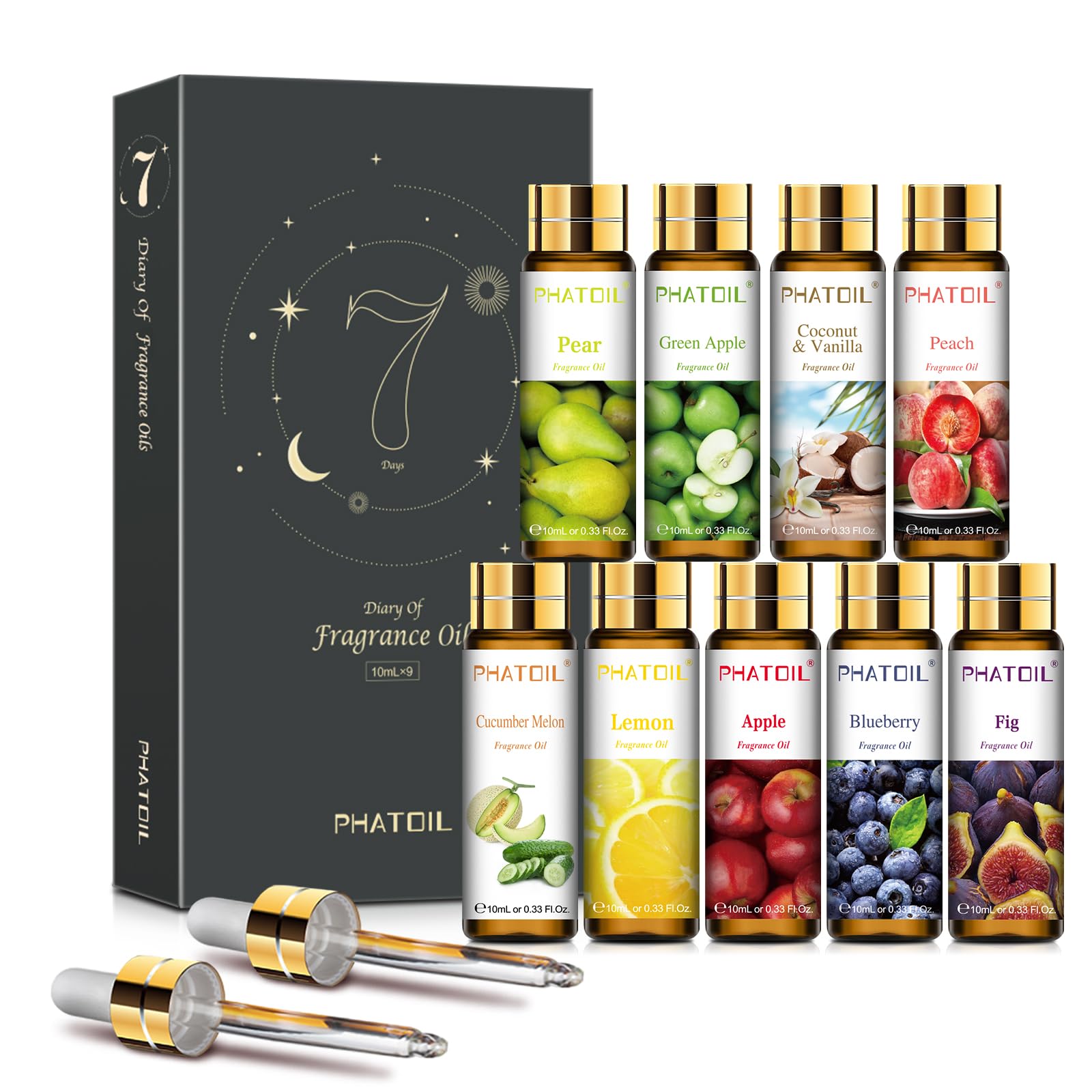 PHATOIL Fruit Fragrance Oil Set for Diffusers for Home, Soap Candle Making