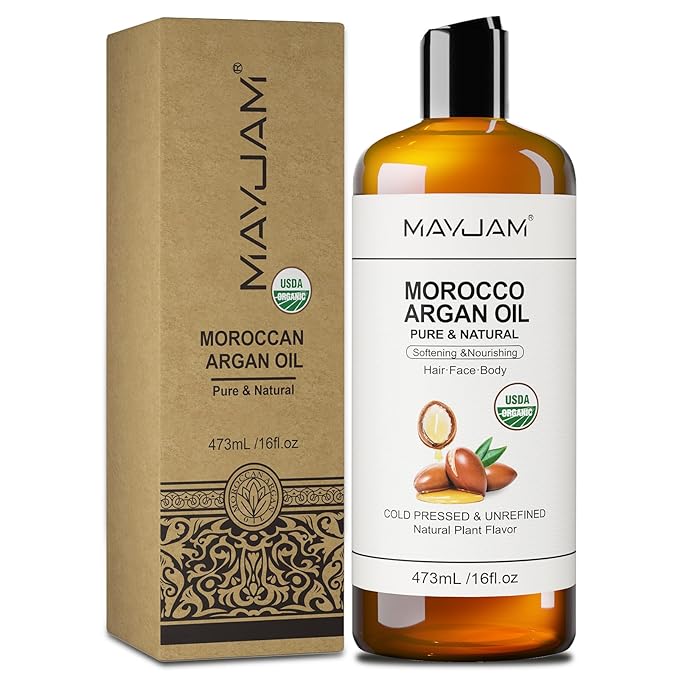 MAYJAM Moroccan Argan Oil 16 Oz, Moisturizing Body Skin Face Hair Scalp