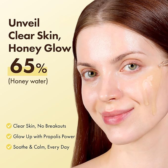 TOSOWOONG Honey Glow 65% Propolis Serum for Soothing & Uneven Tone, Barrier