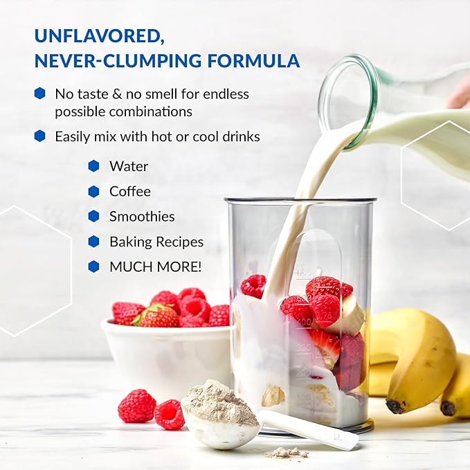 Multi Collagen Peptides Powder - Hydrolyzed, Unflavored, Grass Fed, 3-pk
