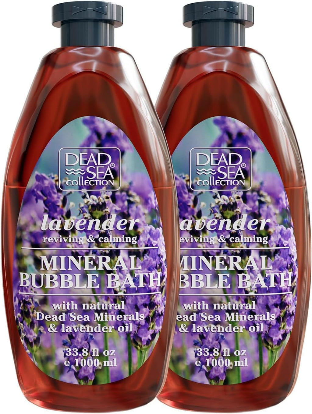 Dead Sea Collection Bubble Bath with Lavender for Women and Men - Lavender Oil and Pure Dead Sea Minerals - Nourishing and Moisturizing Skin - Pack of 2 (67.6 fl.oz)