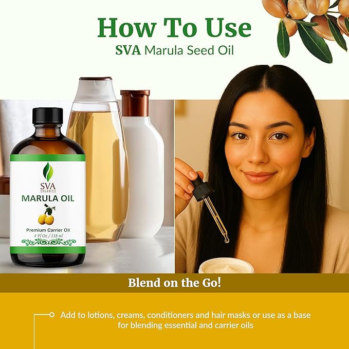 SVA Organic Marula Seed Carrier Oil with Dropper, 4 Fl Oz (118 ml)