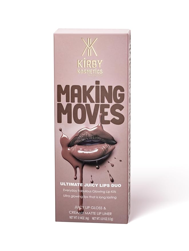Kirby Kosmetics Lip Kit Duo – Making Moves - TikTok-Viral Precision Liner & Glossy Liquid Lipstick, Clean 2-Step Set with Hydrating Long-Wear Color – Bold Inclusive Beauty for Everyday Konfidence