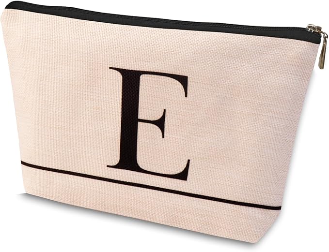 HDYHDY Letter A-Z Initial Personalized Makeup Bags, Birthday Gifts for Women, Monogrammed Gifts for Women Mom Sister Best Friend Bride Bridesmaid, Mothers Day, Christmas, Small Travel Cosmetic Bag (E)