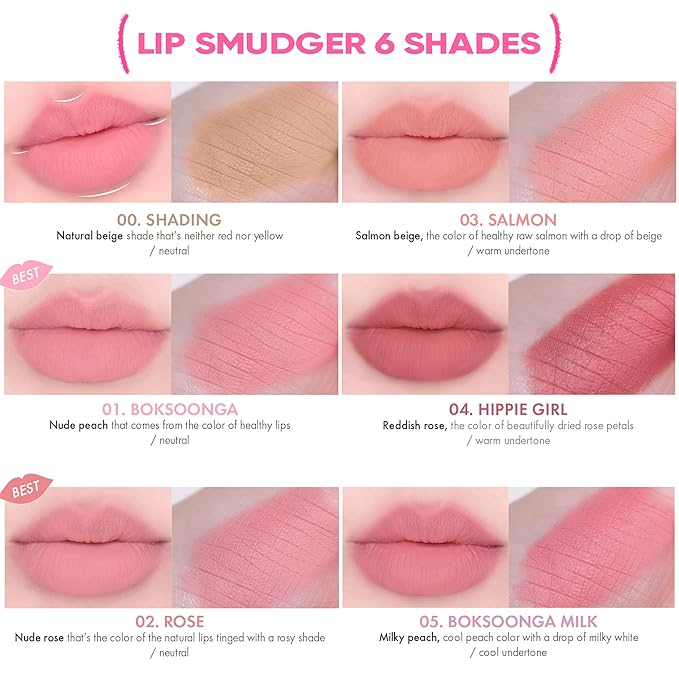 Amuse SEOUL Lip Smudger (01 BOKSOONGA) - Nude Peach, Lip Liner Pencil, Creamy Lip Contour, Smooth Velvet Texture, Matte Lipliner, Overlining Lips, Long-Lasting Wear, Vegan, Korean Beauty