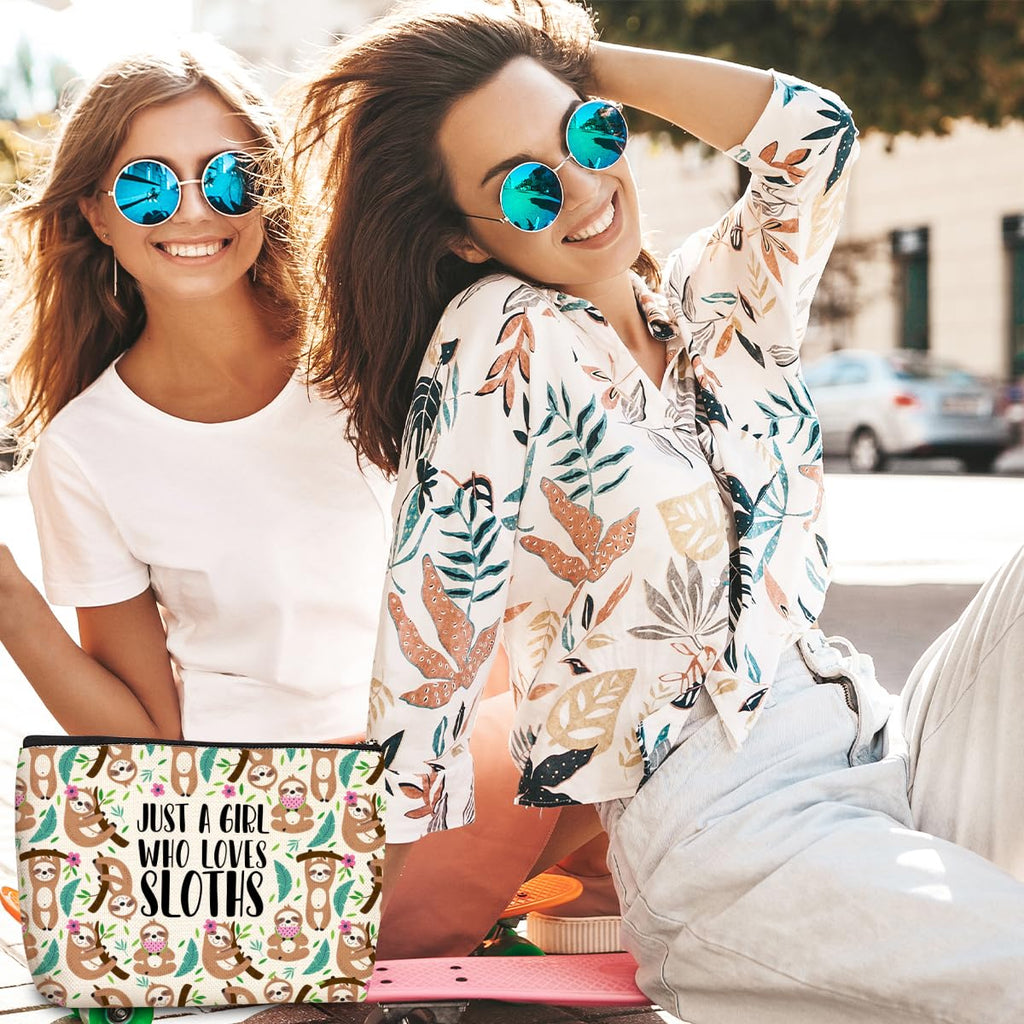 Cute Sloth Print Makeup Bag Sloth Gifts Cosmetic Bags Sloths Accessories Decor Stuff for Animal Sloths Lovers Women Girls Sister Best Friend Mom Breeder Funny Skincare Bag for Christmas Birthday