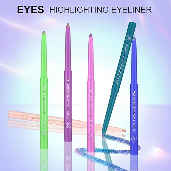 TWLBXMG Green Eyeliner Pen Chameleon Metallic Shimmer Color Changing Eye liner Pencil, Waterproof Long Lasting Eyeshadow & Eyeliner 2 In 1, Highly Pigmented Smudge Proof # 02
