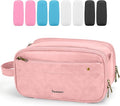 COOSKY Travel Toiletry Bag for Women, Large Hanging Toiletries Organizer Bags for Man, Cruise Ship Essentials, Water-resistant Shaving Case, PU Leather Makeup Accessories, Cosmetic Dopp Kit, Pink