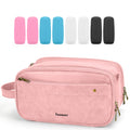 COOSKY Travel Toiletry Bag for Women, Large Hanging Toiletries Organizer Bags for Man, Cruise Ship Essentials, Water-resistant Shaving Case, PU Leather Makeup Accessories, Cosmetic Dopp Kit, Pink