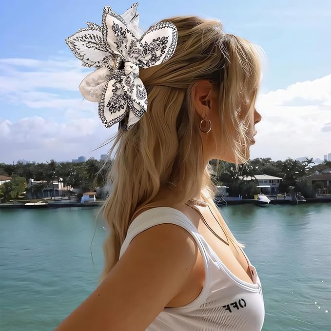 Hadutrek Bow Claw Clips Bow Hair Clips White 1PCS Big Hair Bows for Women Butterfly for Styling Large Hair Clips for Thick Hair for Girls Hair Accessories for Teens