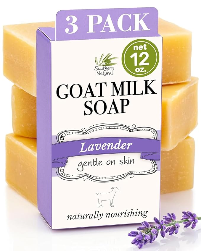 Southern Natural Goat Milk Soap Bar Lavender, 3 Pack, Dry Sensitive Skin
