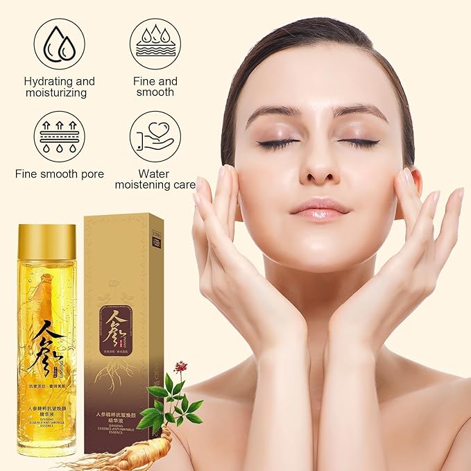 Dosoecse 240ML Peptide Anti-Wrinkle Ginseng Serum, Hydration Ginseng Oil Essence Water, Ginseng Essence Anti Wrinkle Essence, Ginseng Serum for Tightening Sagging Skin Reduce Fine Lines (2Bottle)
