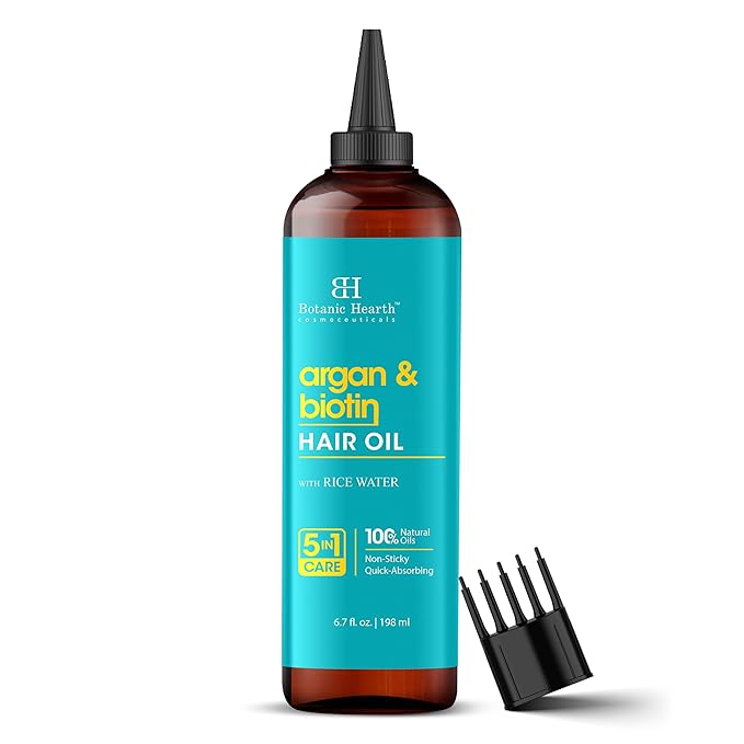 Botanic Hearth 100% Pure Argan & Biotin Oil For Hair Growth & Hair Treatment Oils 6.7 Fl oz