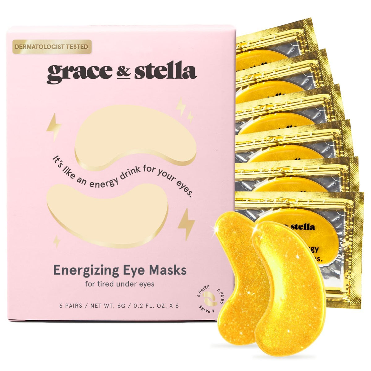 grace & stella Under Eye Mask - Reduce Dark Circles, Puffy Eyes, Undereye Bags, Wrinkles - Gel Under Eye Patches, Bulk Gifts for Women - Vegan Cruelty-Free Self Care (72 Pairs, Gold, Pink, & Blue)