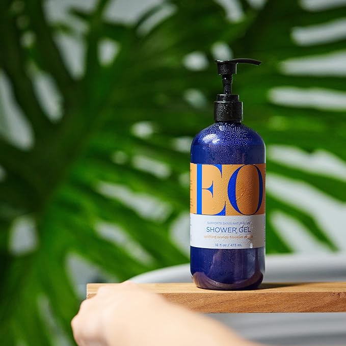 EO Shower Gel, 16 Ounce (Pack of 2), Orange Blossom and Vanilla, body wash made with Essential Oils for Men and Women