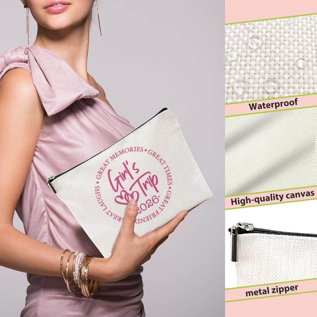 4 Pcs Girls Trip Gifts Favors, Girls Weekend Gifts Makeup Bag, Bestie Gifts Weekend Bag Vacation Cosmetic Bag, Friendship Gifts for Women Best Friend, Graduation Wedding Gifts Toiletry Bag