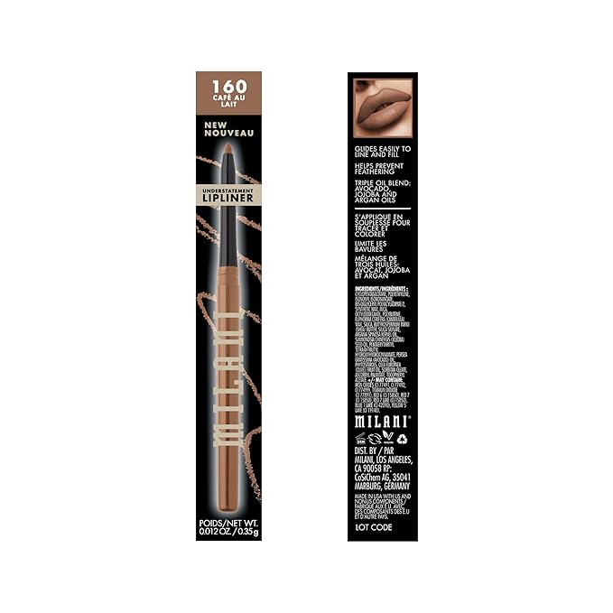 Milani Understatement Lipliner Pencil - Highly Pigmented Retractable Soft Lip Liner Pencil, Easy to Use Lip Makeup - Cafe Au Lait