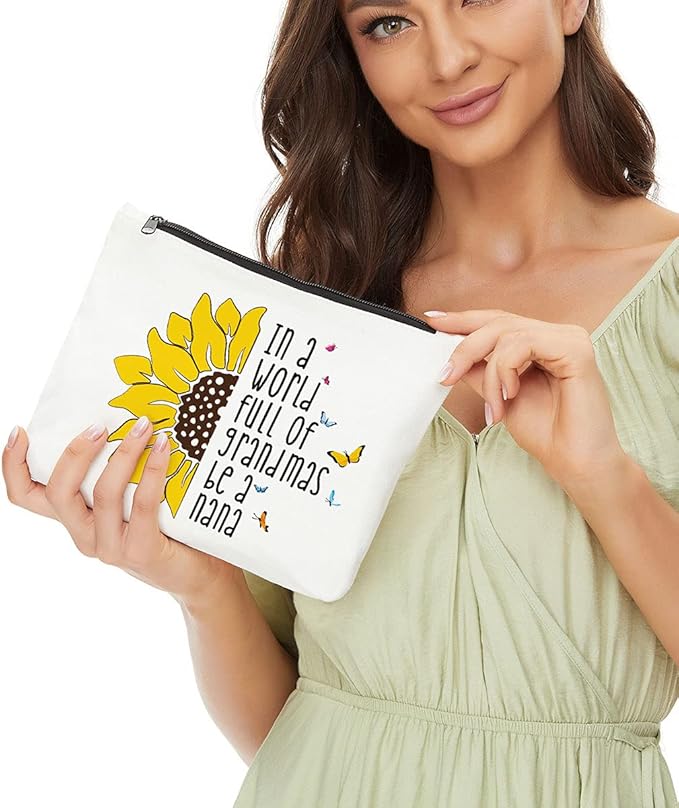 JIUWEIHU Nana Gifts Makeup Bag, New Grandma Gifts First Time Cosmetic Bags