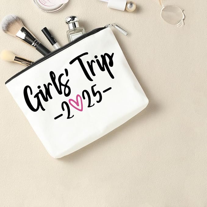 2 PCS Girls Trip Gifts Favors 2026 Girls Weekend Gifts for Women Bestie Gifts Friend Gifts Girls Trip Favors for Sister Her Work Bestie Friendship Holiday Vacation Makeup Bag Weekend Bags for Women