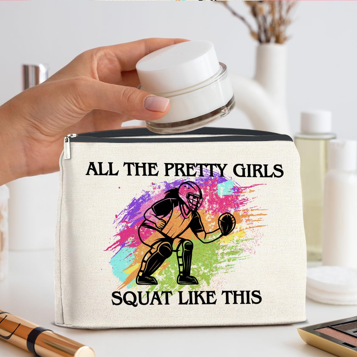 UPNEGE Softball Catcher Makeup Bag Gifts for Women Teens