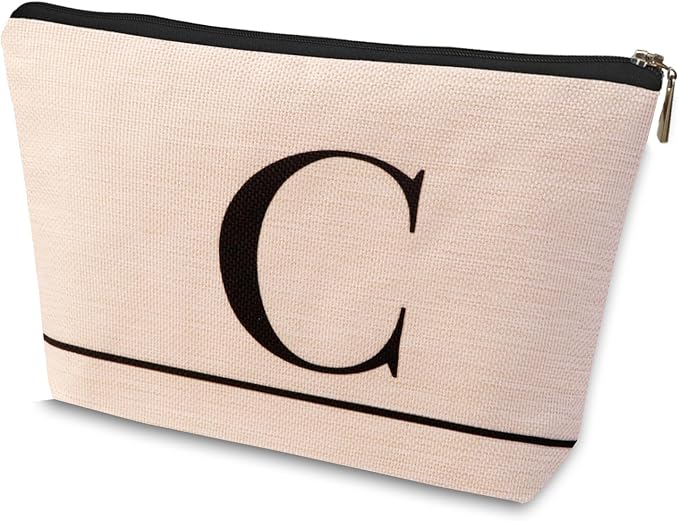 HDYHDY Letter A-Z Initial Personalized Makeup Bags, Birthday Gifts for Women, Monogrammed Gifts for Women Mom Sister Best Friend Bride Bridesmaid, Mothers Day, Christmas, Small Travel Cosmetic Bag (C)