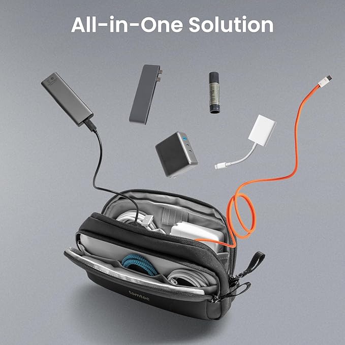 tomtoc Electronic Organizer Travel Case, Dual Compartment Tech Organization