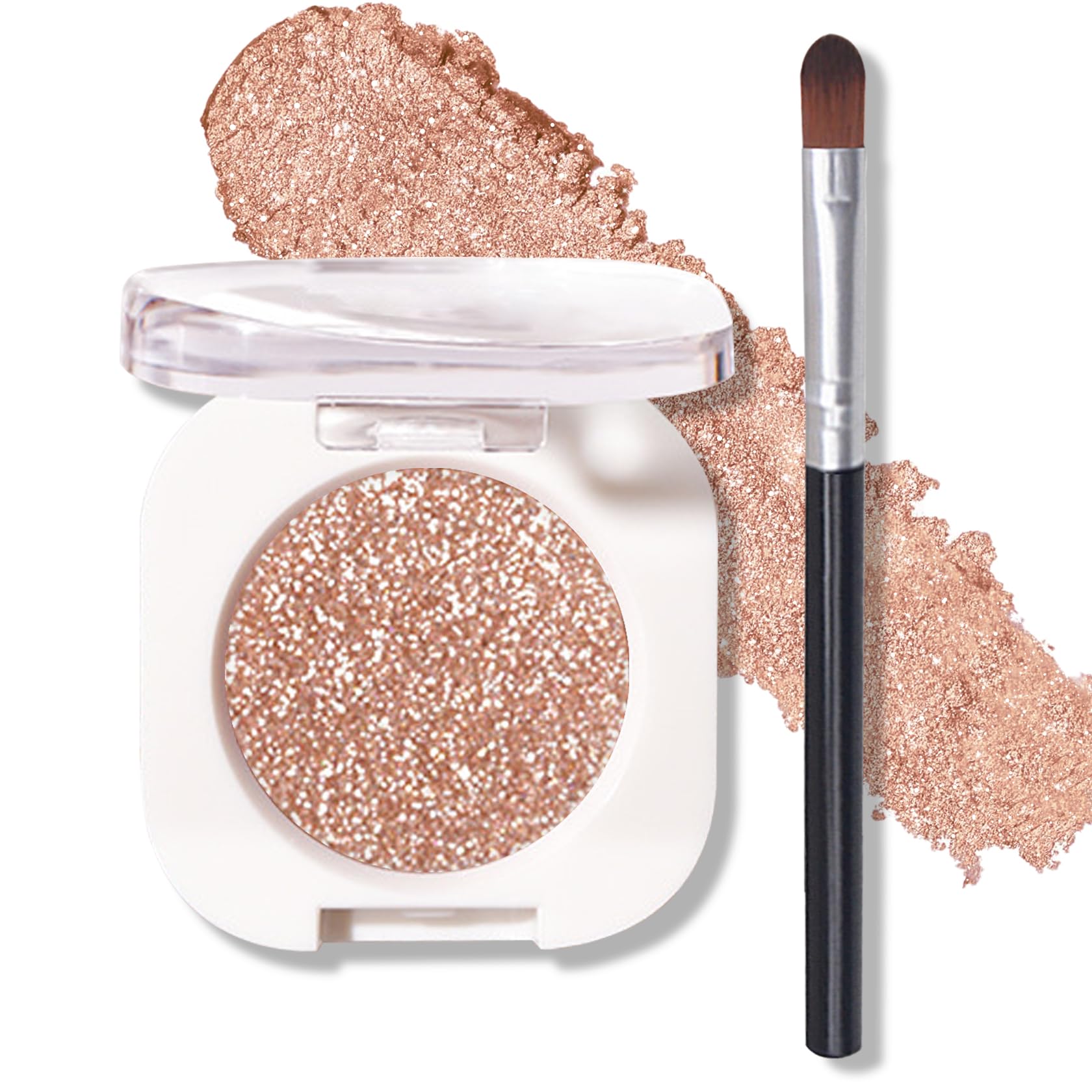 QIUFSSE Glitter Eyeshadow,Champagne Glow Single Eyeshadow (09 Moonstone)