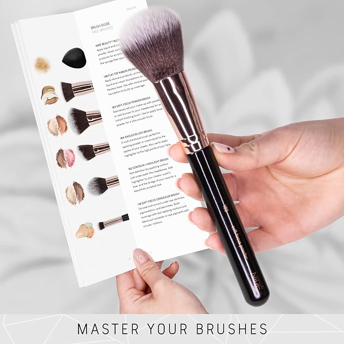 Niré Beauty Professional Makeup Brush Set, 15 Piece Black & Rose Gold
